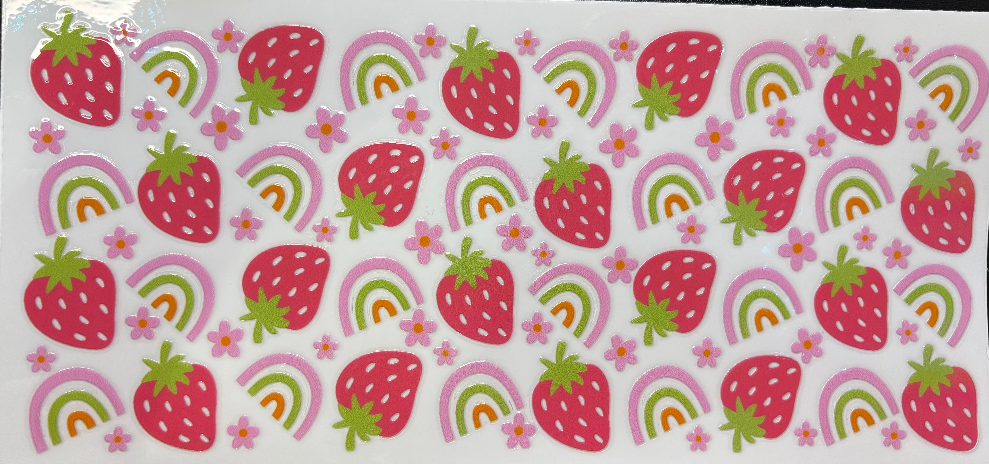 Strawberries, Rainbows & Flowers Cup Decal – Design #270
