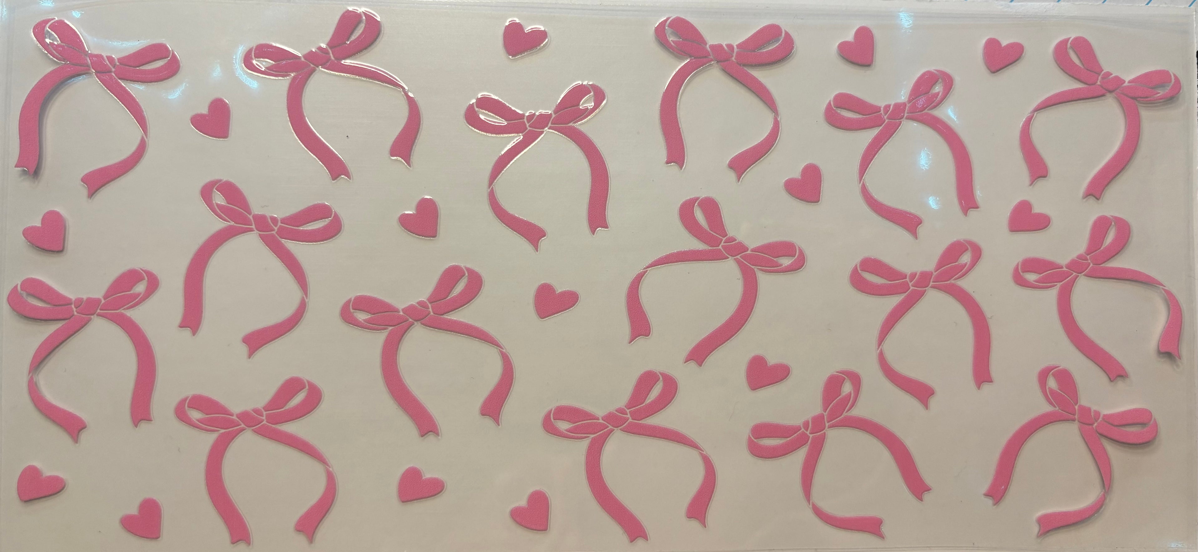 Pink Ribbon Bows & Hearts Cup Decal – Design #272