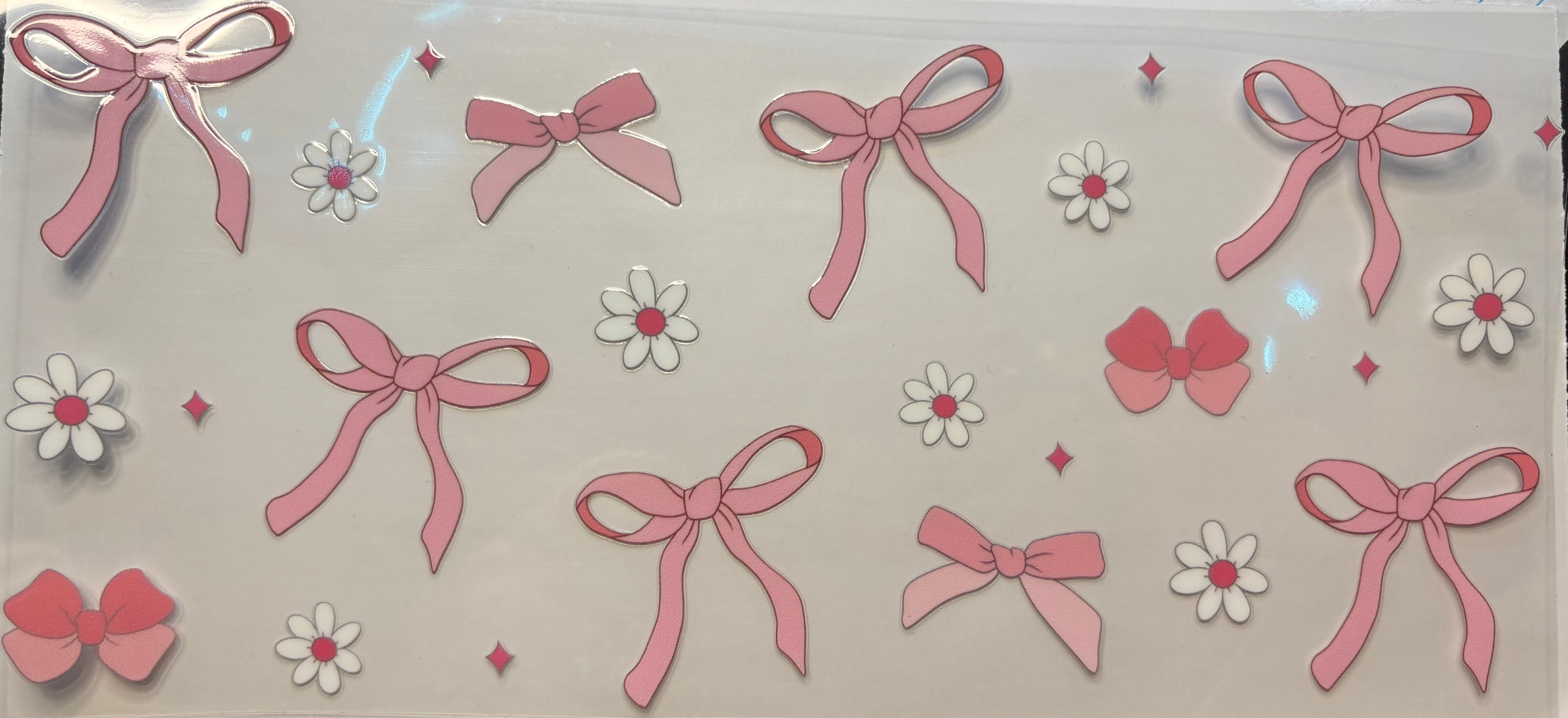 Pink Bows, Daisies & Sparkles Cup Decal – Design #272A